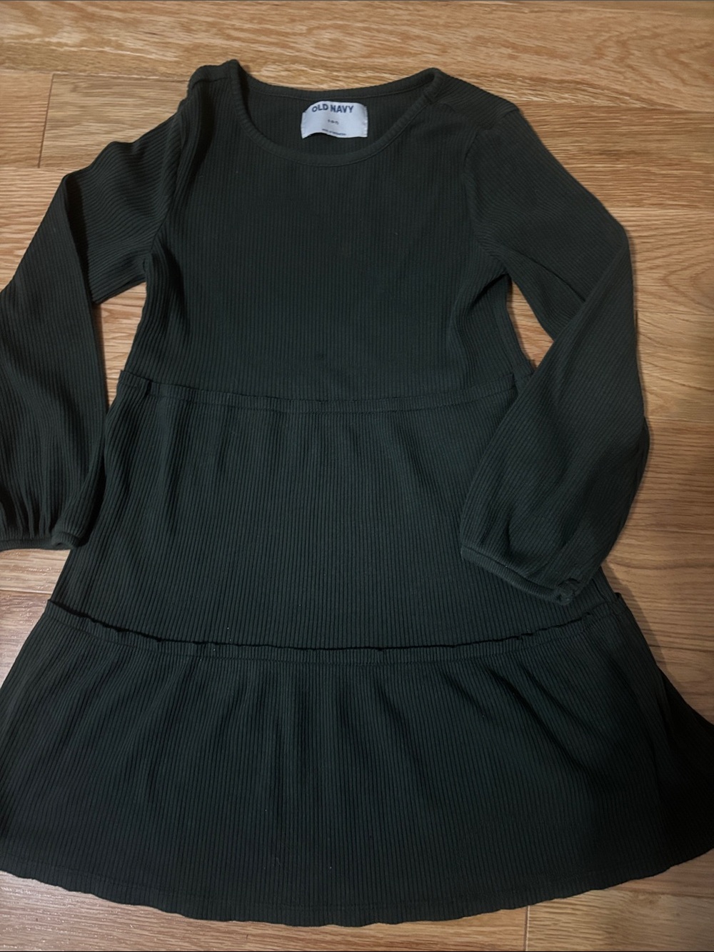 Old Navy Dark Green Long Sleeve Tiered Dress